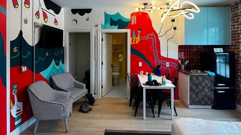 The interior of an artful room at The Acoma Hotel, Denver