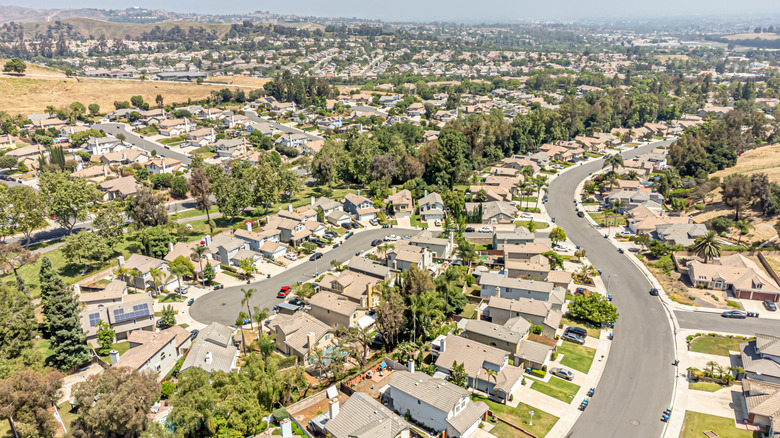 residential area of suburban housing in Chino Hills, California