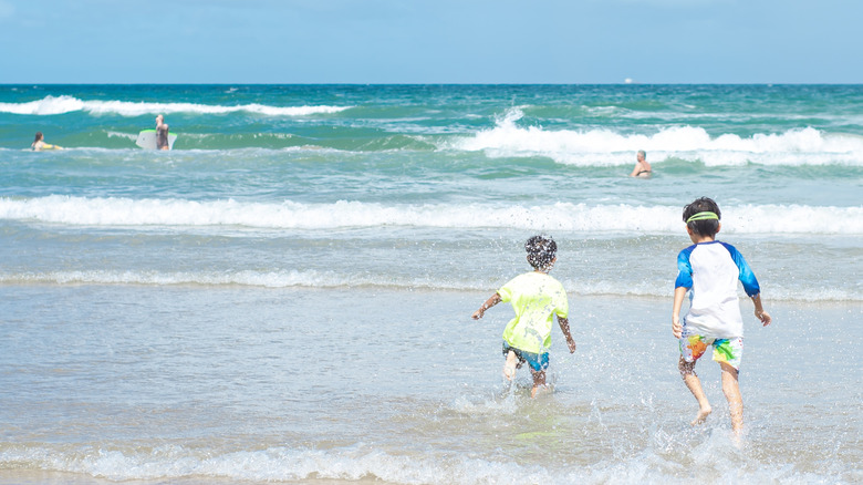 Kids playing on a beach on South Padre Island