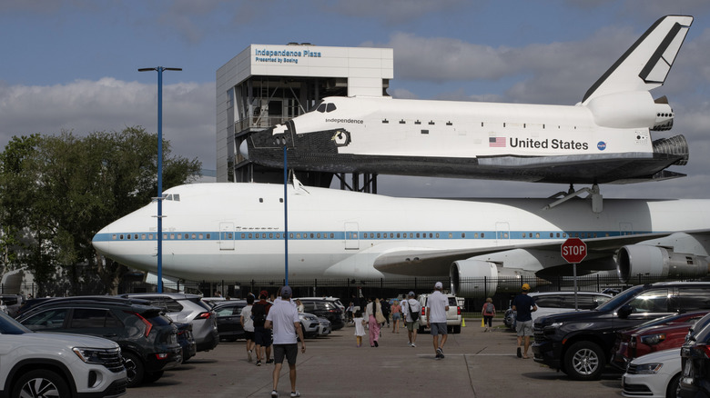 A space shuttle replica at Space Center Houston