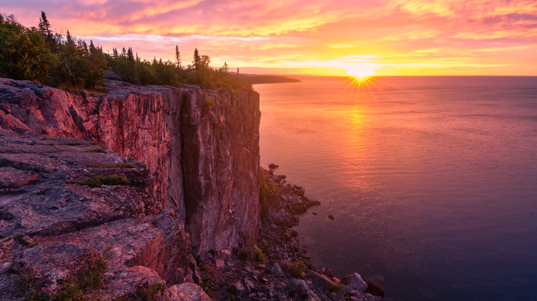 Palisade Head on north shore of Lake Superior during sunrise