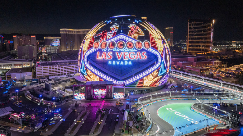 Las Vegas Sphere at night