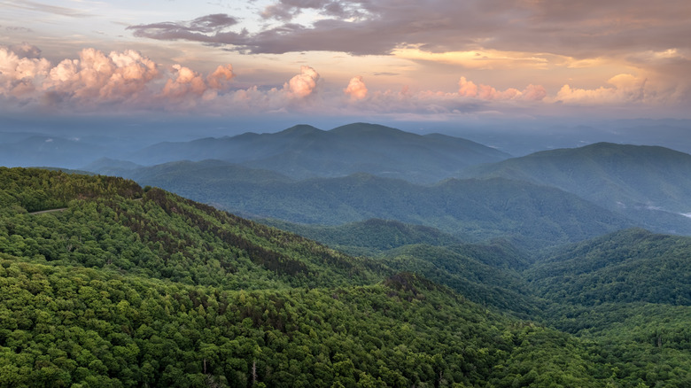 Sunrise over Appalachian Mountains in North Carolina