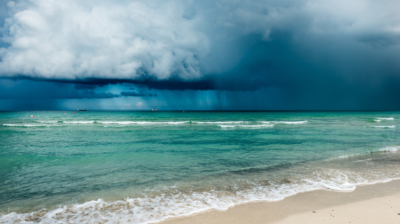 Hurricane over beach in Miami, Florida