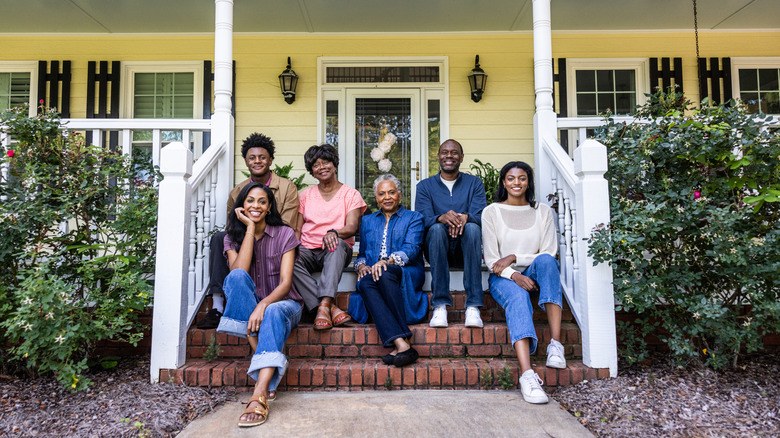 Family on a porch
