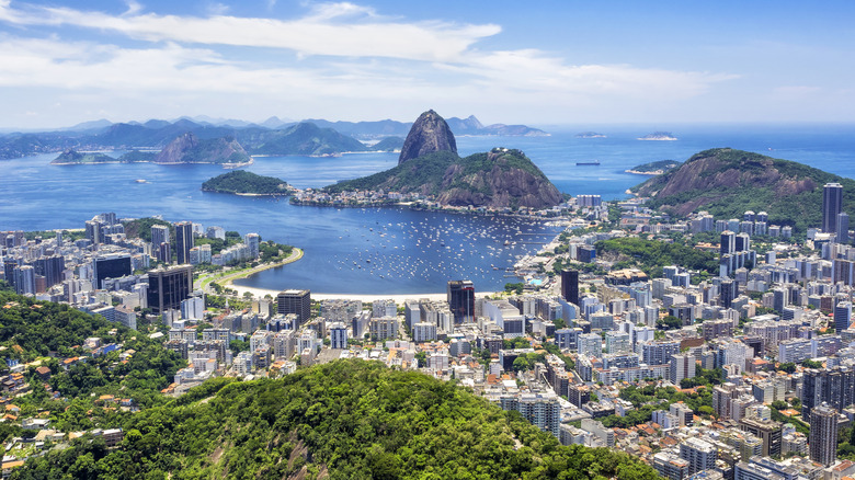 mountain top view of Sugar Loaf Mountain and Rio De Janeiro