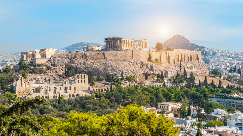 Panoramic view of the Acropolis in Athens, Greece