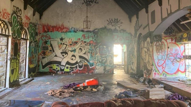 Graffiti inside the remnants of Elda Castle