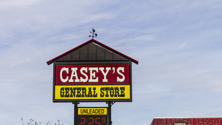 Big Casey's general store sign with blue sky background