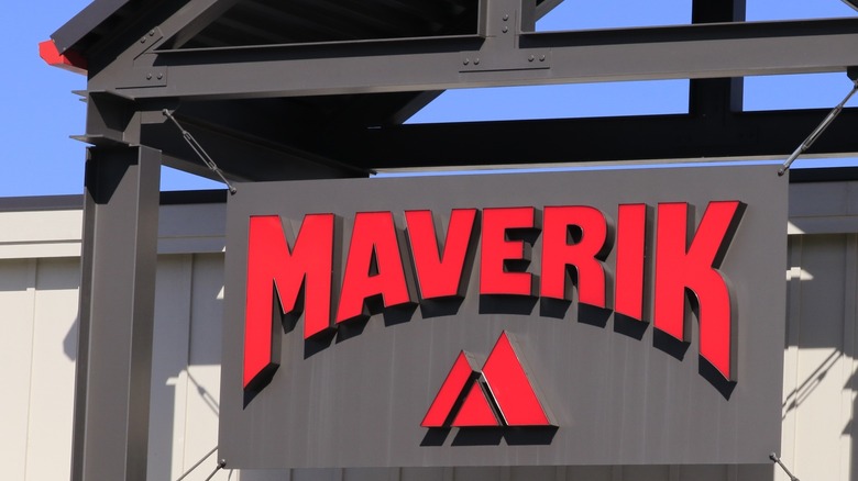 Maverik gas station sign big red letters