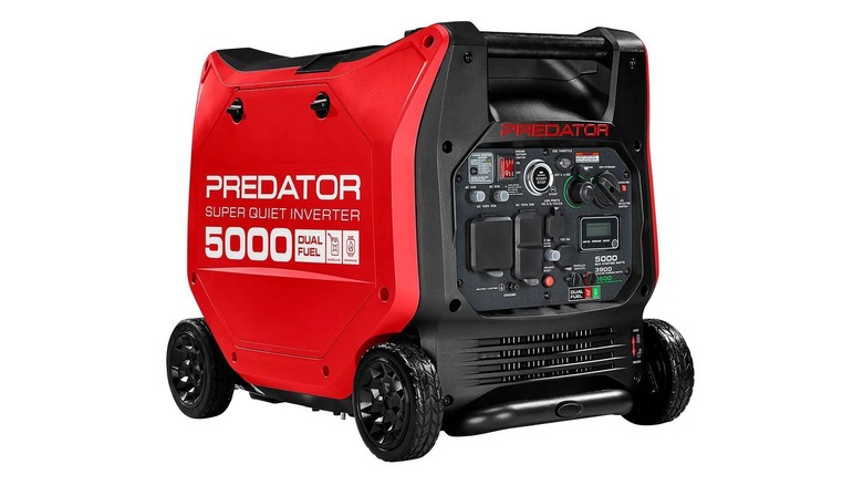 A Predator brand 5000-watt portable generator on a white background