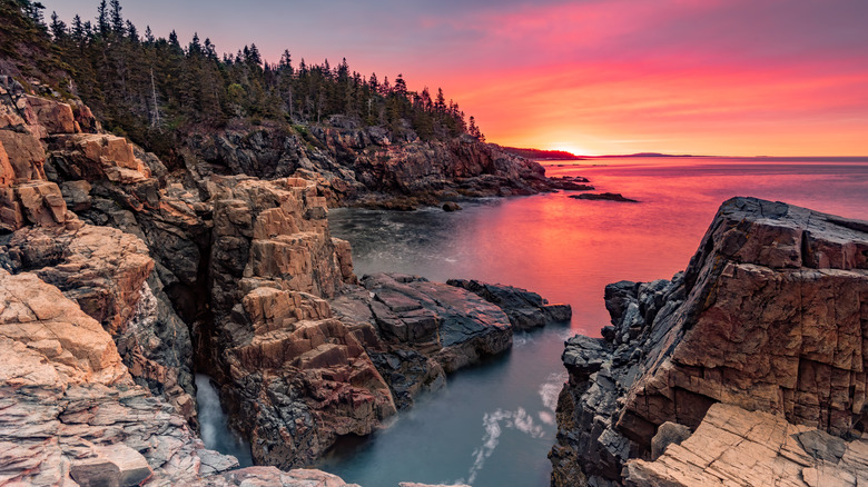 A sunrise scene in Acadia National Park in Maine