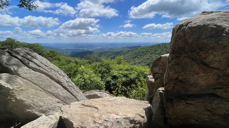 A view over boulders and mountains from Skyline Drive, Shenandoah National Park