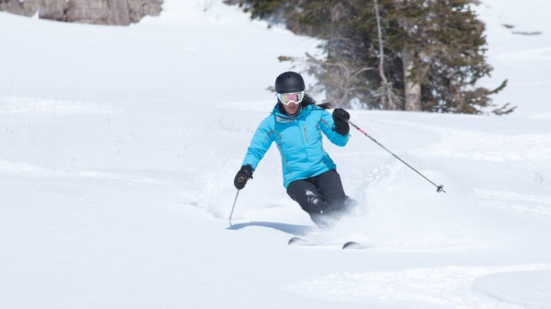 Woman skiing in Vail