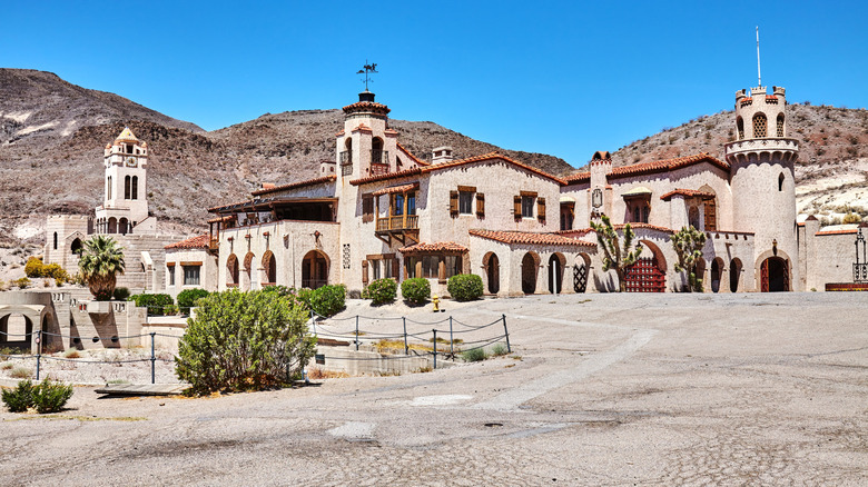 Front view of Scotty's Castle in Death Valley, CA