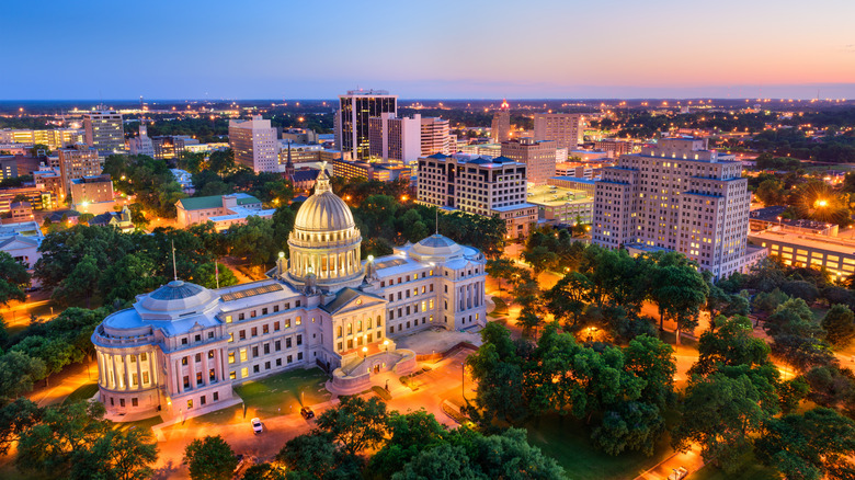Capitol in Jackson, Mississippi during sunset