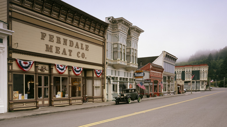 The well-preserved Victorian downtown of Ferndale, California