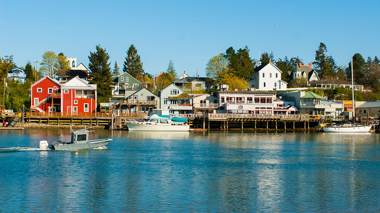 Homes and stores of historic downtown La Conner line the banks of the Swinomish Channel in Washington's Skagit Valley