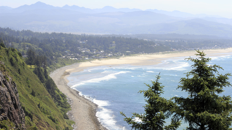 An elevated viewpoint in the Oswald West area looking towards Manzanita, Oregon