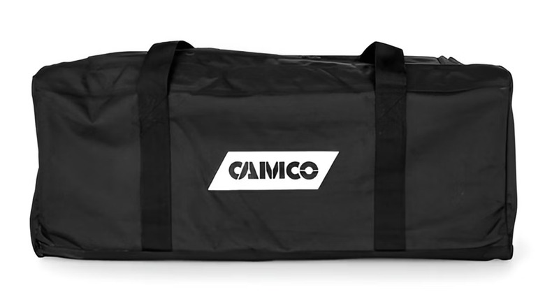 A black soft-sided bag with handles that reads "CAMCO" on the logo