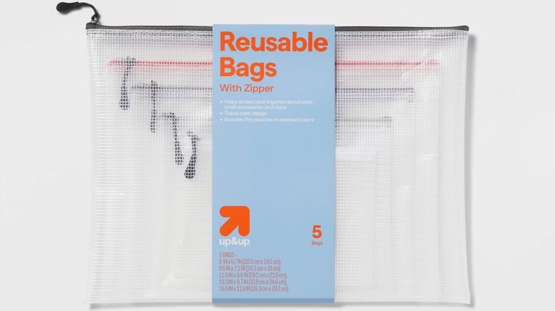 A package of zippered plastic pouches by Up&Up brand