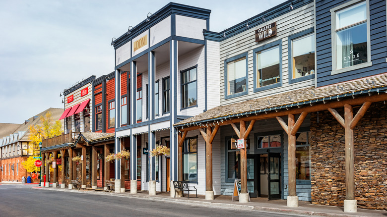 A row of businesses in downtown Jackson, Wyoming