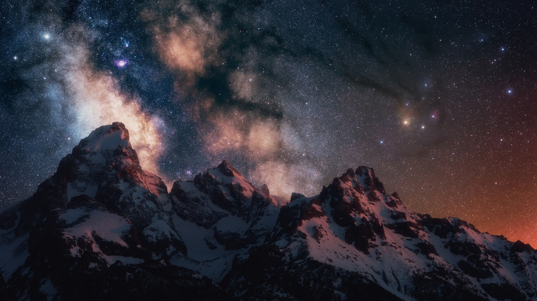The Milky Way seen over the Teton Range in Wyoming
