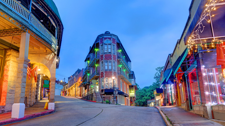 Downtown Eureka Springs at night