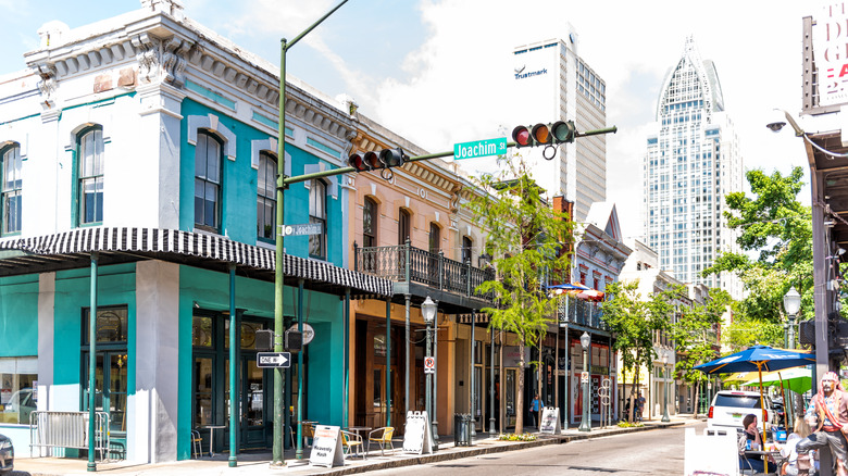 Colorful historic buildings in Mobile, Alabama