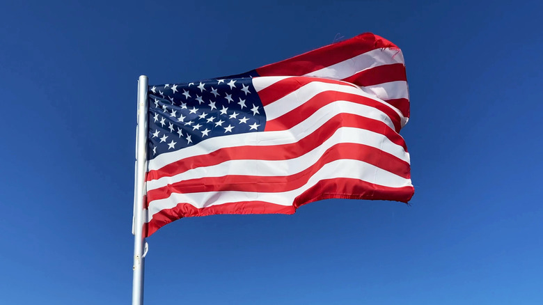 The flag of the United States waving in the wind