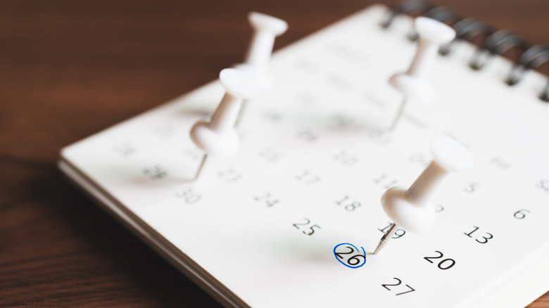 A payment scheduled marked on a calendar