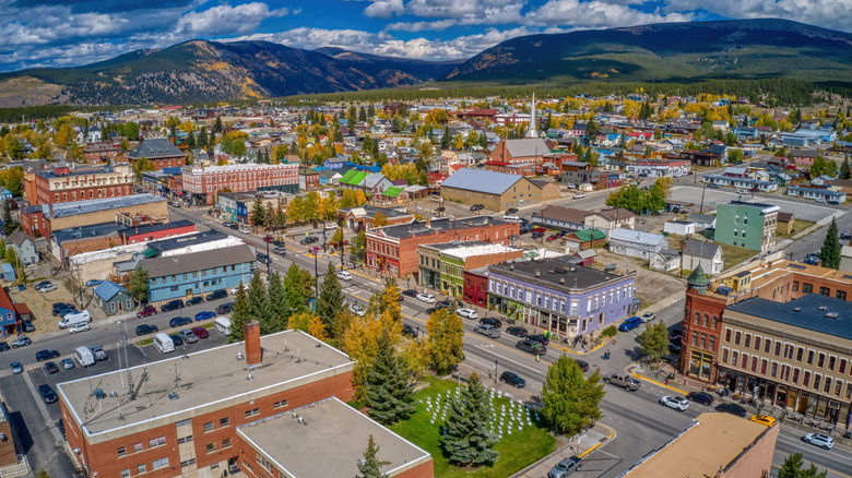 downtown Leadville, Colorado with the mountains in the background