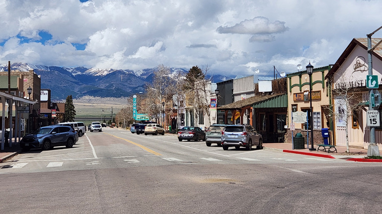 Westcliffe, Colorado street with mountains in the background