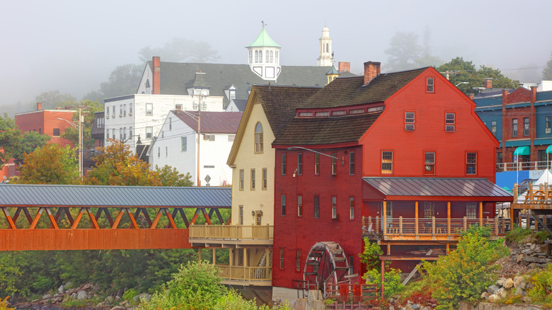 Streetscape of Littleton on cloudy day