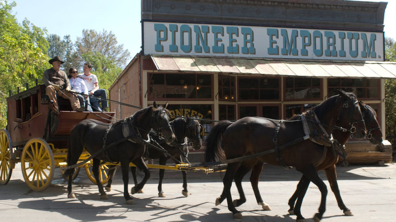 tourists on an old horse-drawn carriage