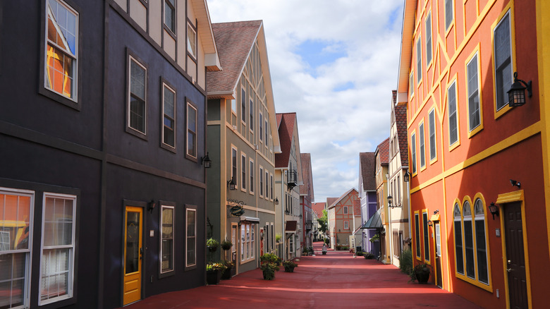 German-style buildings in Stroudtburg Village in Adamstown
