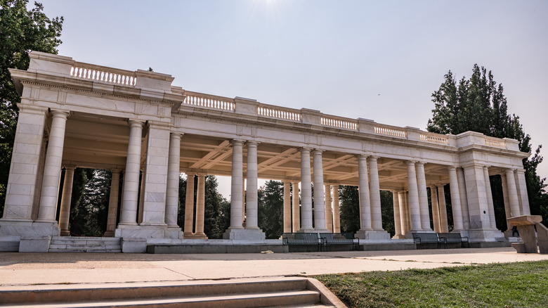 White, ornate Cheesman Park Pavilion in Denver, Colorado