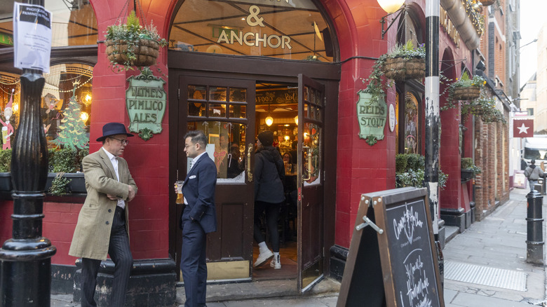 Entrance to the Crown and Anchor Pub in London