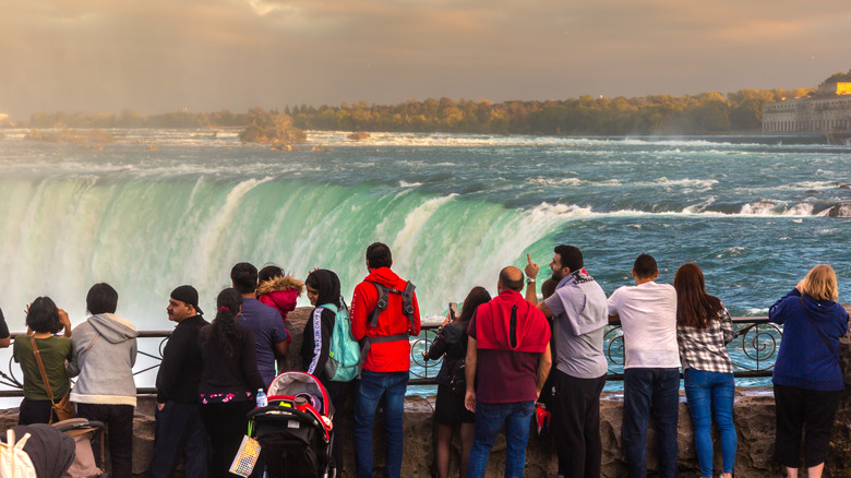 A crowd at Niagara Falls, New York