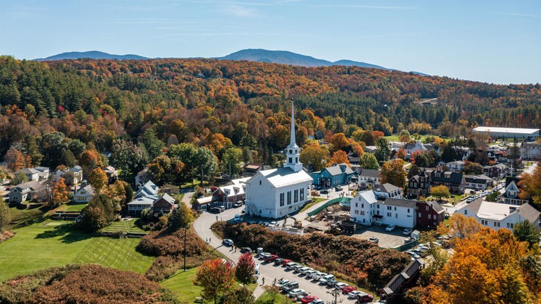 Aerial view of Stowe, Vermont
