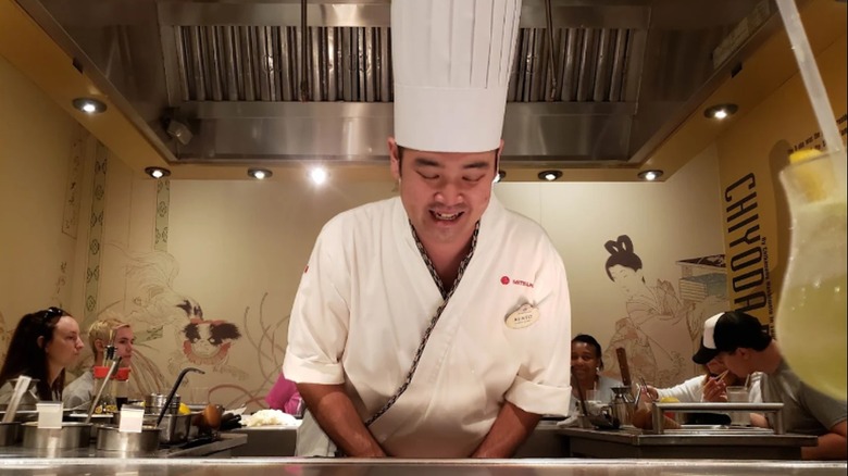 A chef at Teppan Edo in Epcot