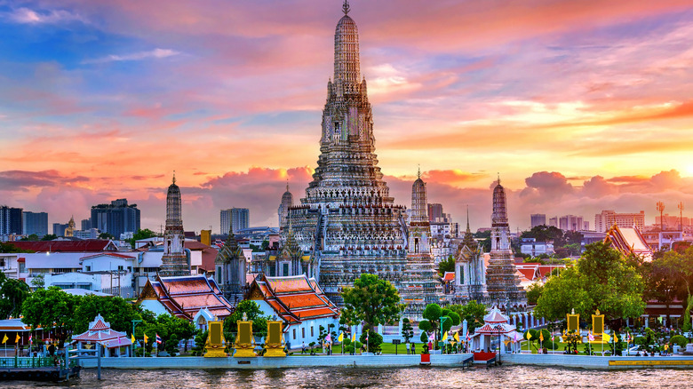 Temple in Bangkok at sunset