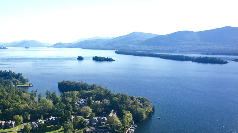 Adirondacks Mountain scenery behind Lake George, New York