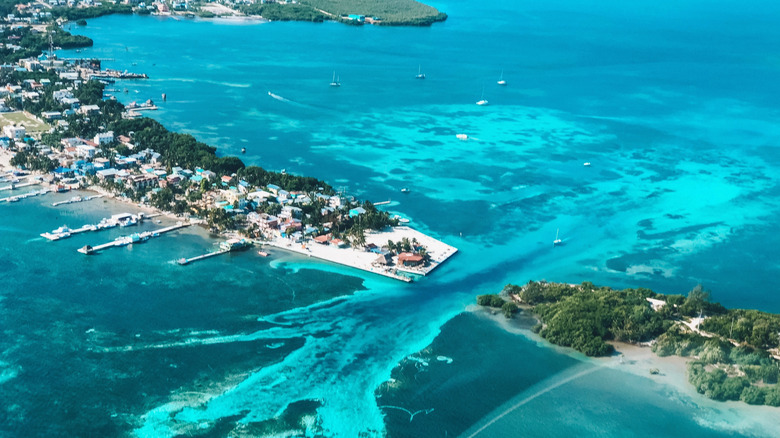 aerial view of Caye Caulker, Belize