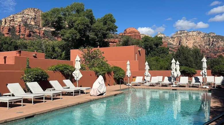 Pool surrounded by red rocks at Enchantment Resort