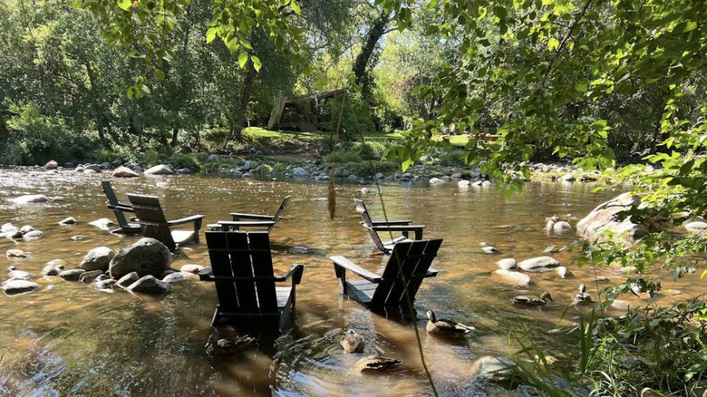 Chairs in stream outside of L'Auberge de Sedona