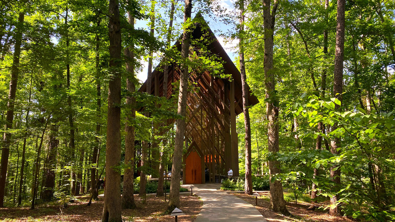 Dramatic wooden chapel in forest near Hot Springs, Arkansas