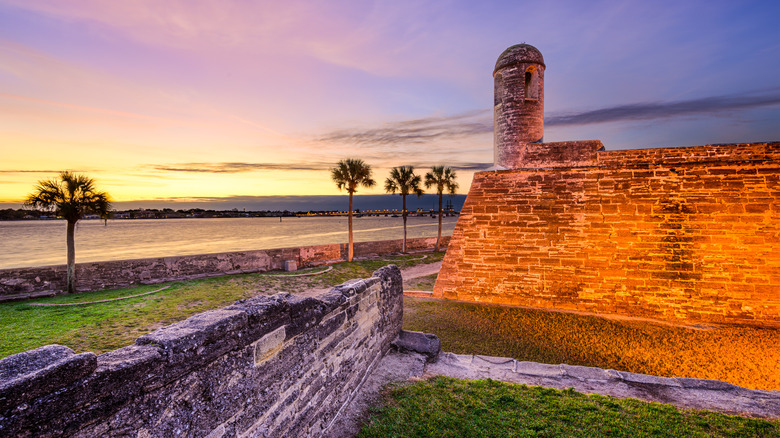 Sunset over the sea from the Castillo de San Marcos in St. Augustine, Florida