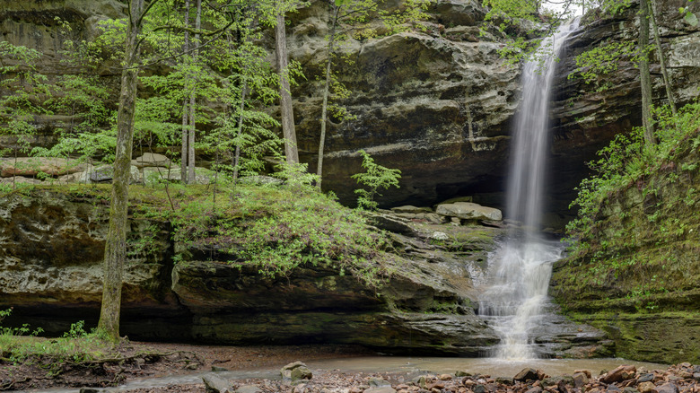 Waterfall at the end of the Big Rocky Hollow Trail, Ferne Clyffe State Park, Illinois