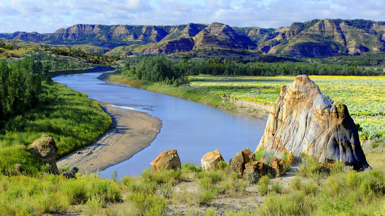 A river view in the Northern Unit of Theodore Roosevelt National Park, North Dakota